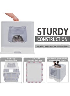 Generic Foldable Cat Litter Box Lid, Drawer Type Cat Litter Tray, Giant Enclosed Cat Potty, Splash-Proof Cat Toilet, Gray  - Image 4
