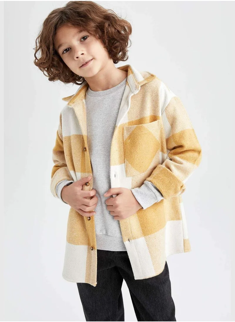 DeFacto Boy Polo Neck Woven Long Sleeve Shirt