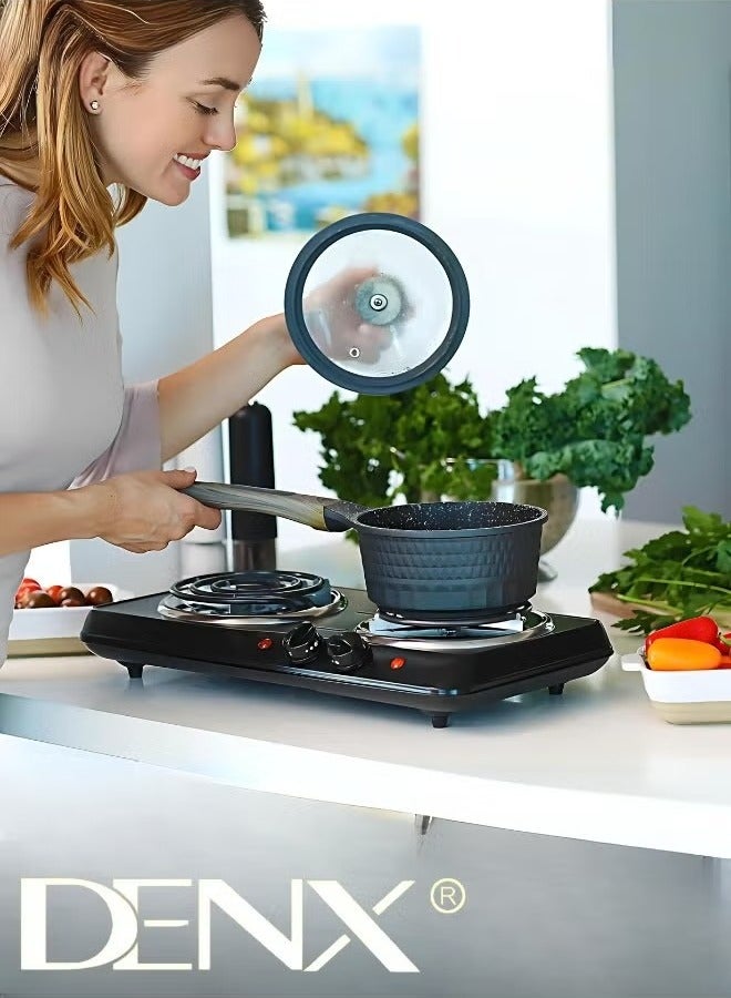 دينكس DX2049 - طبق تسخين مزدوج الملف , طبق ساخن، موقد كهربائي مزدوج الشعلة 2000 وات، موقد تسخين بلفائف محمولة، 220 فولت خفيف الوزن من الفولاذ المقاوم للصدأ، موقد للمطبخ والتخييم - Image 2