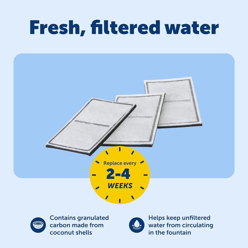 PetSafe Drinkwell Replacement Carbon Filters - Activated Carbon Cat Water Fountain Filter for Clean & Fresh Water & Better Taste - Fountain Cartridge Refill - 3 Pack - Image 3
