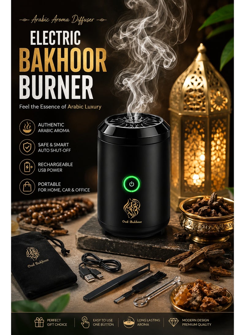 Genrics Oud Bakhoor Electric Burner Portable USB Rechargeable Arabic Aroma Diffuser for Home Office Car Fast Heating Incense Burner - Image 5