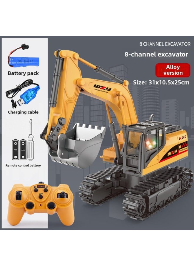 Large Children's Remote Control Excavator Toy Car Boy Simulation Electric Excavator Car Engineering Car Excavator-Color:205-19 Comes Standard With 8-way Excavator  - Image 1