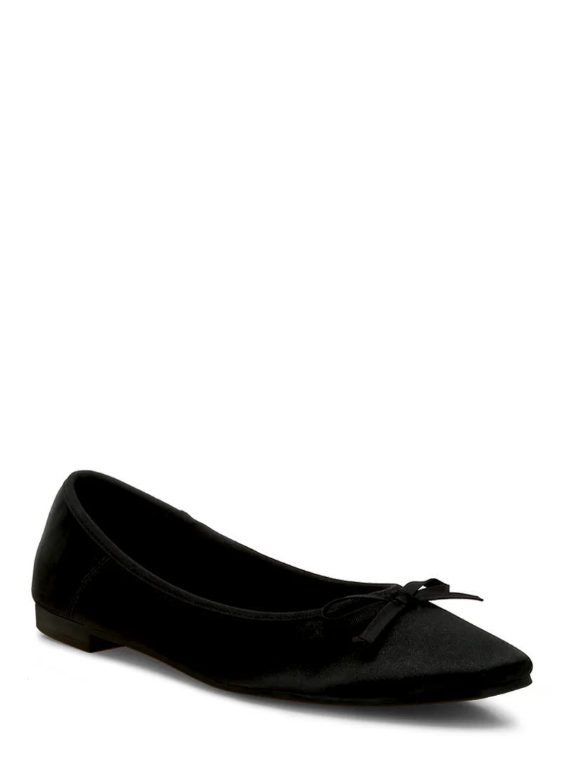 London Rag Satin Bow Embellished Ballerinas in Black