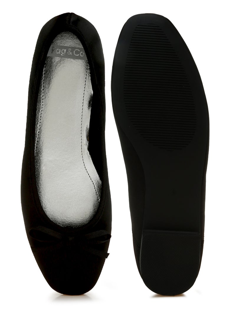 لندن راج راقصات باليه مزينة بفيونكة من الساتان باللون الأسود - Image 4