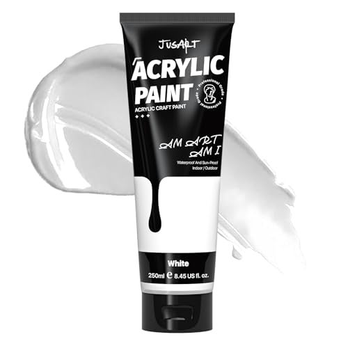 JusArt Acrylic PaintTitanium White Paint Tubes 250ml 845 oz NonToxic Rich Pigment Art Craft Paints for Canvas Painting Wood Fabric Stone Ceramics Art Supplies for Artists Adults - Image 1