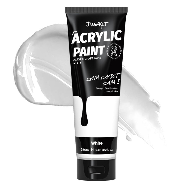 JusArt Acrylic PaintTitanium White Paint Tubes 250ml 845 oz NonToxic Rich Pigment Art Craft Paints for Canvas Painting Wood Fabric Stone Ceramics Art Supplies for Artists Adults - Image 2
