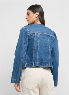 ONLY Asymetrical Button Detail Denim Jacket  - Image 2