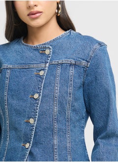 ONLY Asymetrical Button Detail Denim Jacket  - Image 3