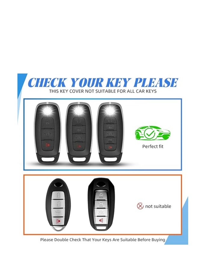 OUYoo غطاء مفتاح OUYoo مع سلسلة معدنية متوافق مع نيسان، واقي مفتاح من TPU الناعم، يدعم أغطية المفاتيح الذكية ذات 3 و4 و5 أزرار، متوافق مع موديلات 2023 2024 2025 باثفايندر، روغ، كيكس، أريا، سنترا، فيرسا، فرونتير، GT-R، مورانو، ليف، مارش، اكس-تريل، تيتان، NV350 (أسود) - Image 2