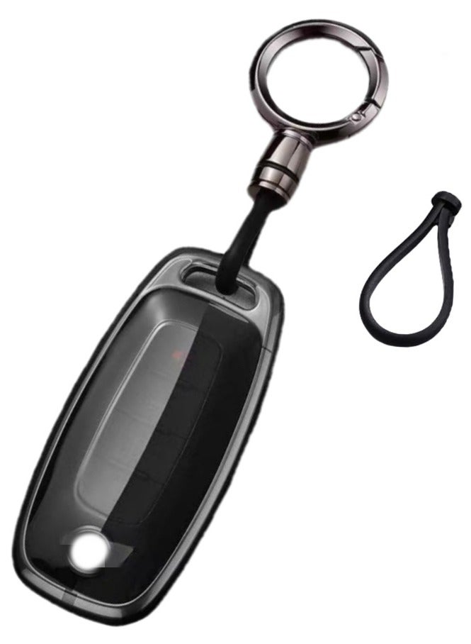 OUYoo غطاء مفتاح OUYoo مع سلسلة معدنية متوافق مع نيسان، واقي مفتاح من TPU الناعم، يدعم أغطية المفاتيح الذكية ذات 3 و4 و5 أزرار، متوافق مع موديلات 2023 2024 2025 باثفايندر، روغ، كيكس، أريا، سنترا، فيرسا، فرونتير، GT-R، مورانو، ليف، مارش، اكس-تريل، تيتان، NV350 (أسود) - Image 1