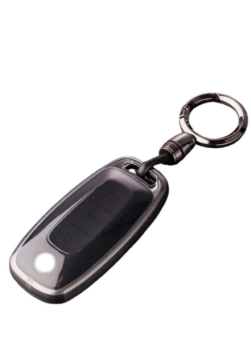 OUYoo غطاء مفتاح OUYoo مع سلسلة معدنية متوافق مع نيسان، واقي مفتاح من TPU الناعم، يدعم أغطية المفاتيح الذكية ذات 3 و4 و5 أزرار، متوافق مع موديلات 2023 2024 2025 باثفايندر، روغ، كيكس، أريا، سنترا، فيرسا، فرونتير، GT-R، مورانو، ليف، مارش، اكس-تريل، تيتان، NV350 (أسود) - Image 3
