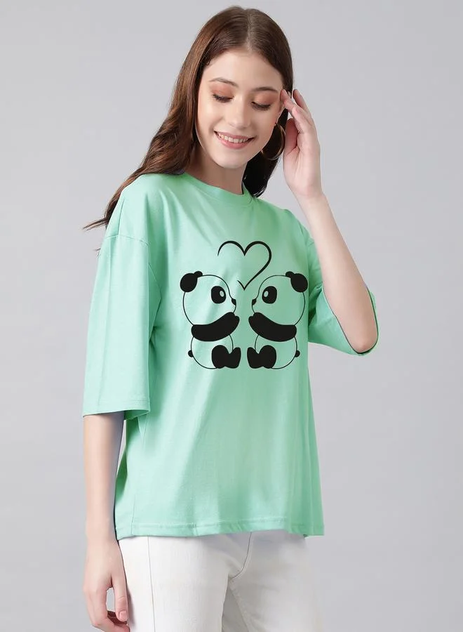 كوتي Oversized Panda Graphic Drop Shoulder T-Shirt by Styli