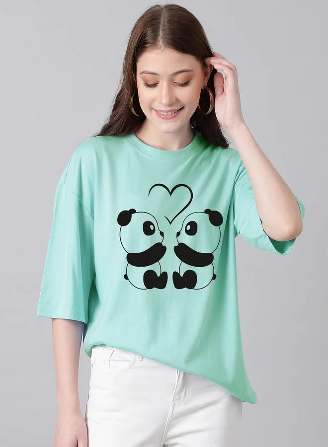 كوتي Oversized Panda Graphic Drop Shoulder T-Shirt by Styli