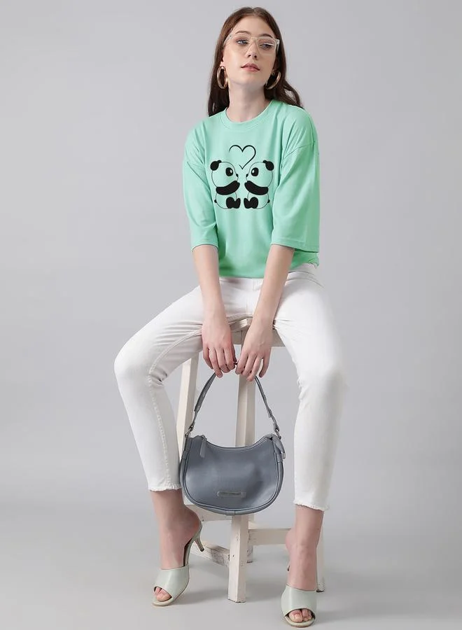 كوتي Oversized Panda Graphic Drop Shoulder T-Shirt by Styli
