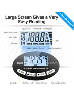 spa luxetique Hand Grip Strength Tester Trainer - Electronic Hand Dynamometer Forearm Grip Strengthener Exerciser Digital Training Gauge 265 Lbs 120 Kgs for Sport Home School Use  - Image 3