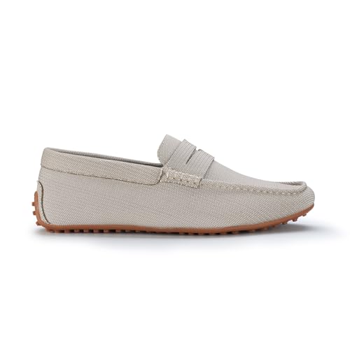 Ferro Aldo Dave Men's Classic Driving Loafer | Casual Slip-on Moccasin in Breathable Canvas Fabric | MFA19733 | in Clay Beige, Size 10.5 - Image 2