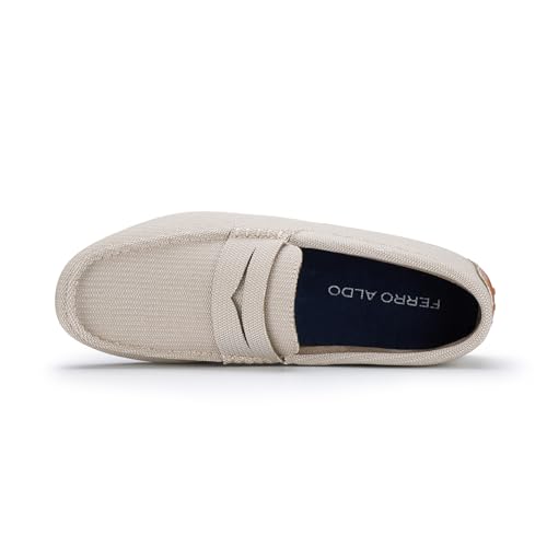 Ferro Aldo Dave Men's Classic Driving Loafer | Casual Slip-on Moccasin in Breathable Canvas Fabric | MFA19733 | in Clay Beige, Size 10.5 - Image 5