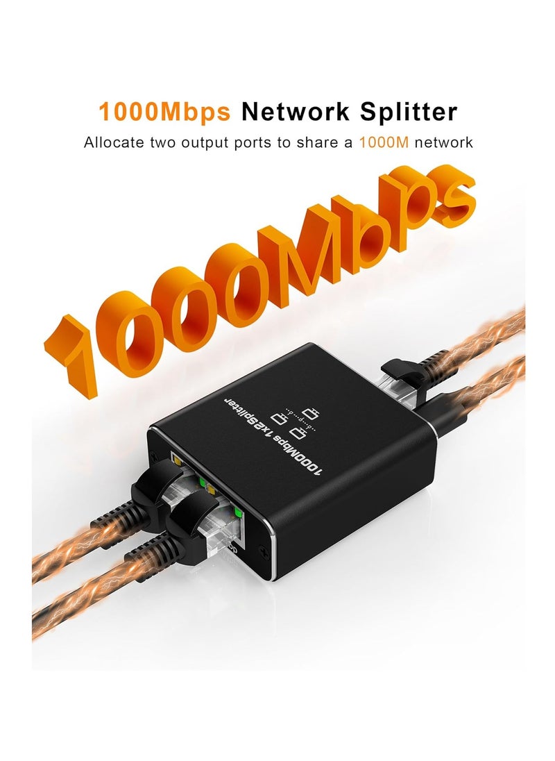 Ringoga 1000Mbps LAN Splitter, 1 to 2 Ethernet Port 2 Gigabit RJ45 Port LAN Splitter with Type C Power Cable for PC Hub Router Set-Top Box  - Image 5