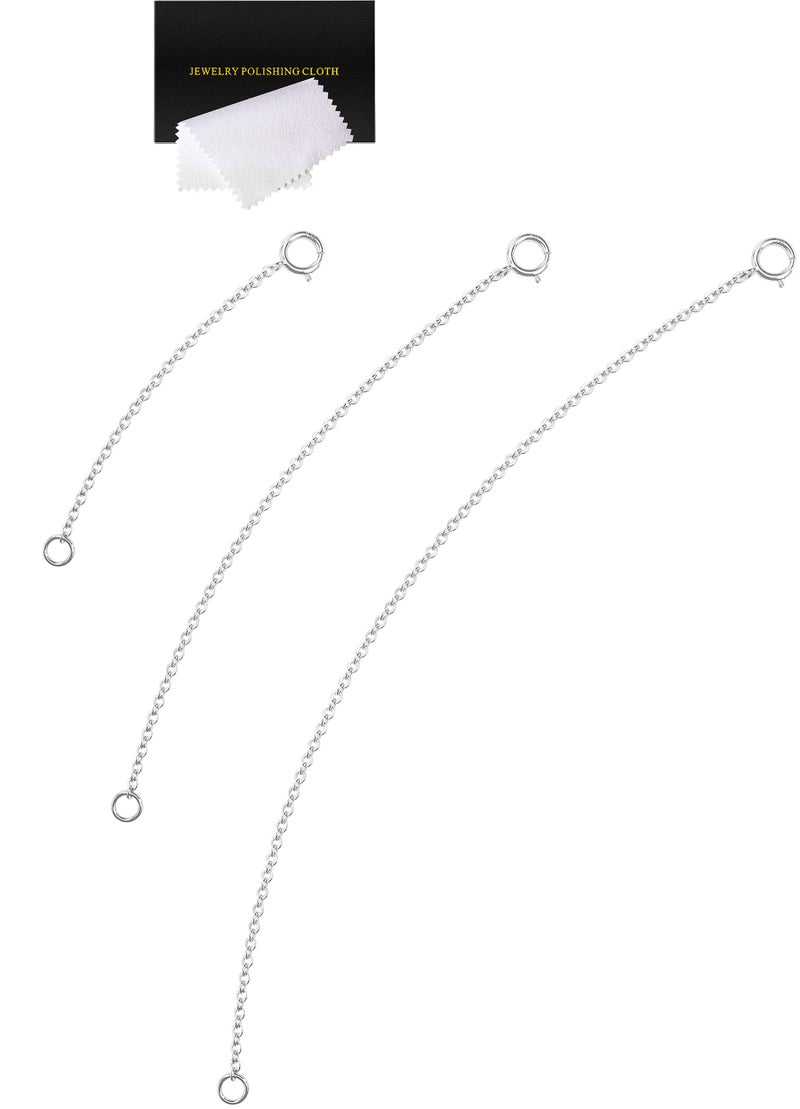 VANBARIS 925 Sterling Silver Necklace Extender Sterling Silver Necklace Chain Extenders for Women Chain Bracelet Anklet Jewelry Extension for Necklaces 3 Piece Set 2 4 6 Inches