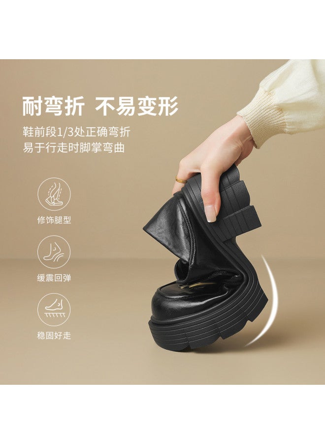 ZHR British Style Quality Spring/autumn Slip-on High Heels Women Loafers Leather Shoes Women Flats - Image 5