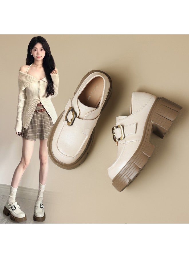 ZHR British Style Quality Spring/autumn Slip-on High Heels Women Loafers Leather Shoes Women Flats - Image 2