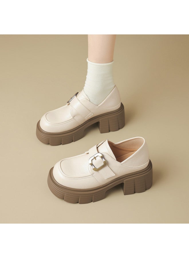 ZHR British Style Quality Spring/autumn Slip-on High Heels Women Loafers Leather Shoes Women Flats - Image 4
