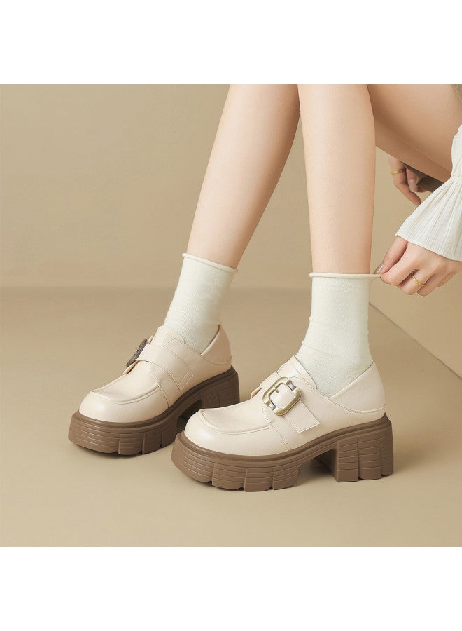 ZHR British Style Quality Spring/autumn Slip-on High Heels Women Loafers Leather Shoes Women Flats - Image 3