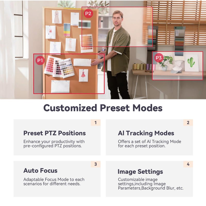 OBSBOT Tiny 2 Lite, PTZ 4K Webcam 1080P@60fps HDR, PC Camera with AI Tracking, Micros with AI Noise Cancellation, Tripod, Gesture Control, Auto Focus, Plug & Play, Ideal for Gaming or Streaming - Image 5