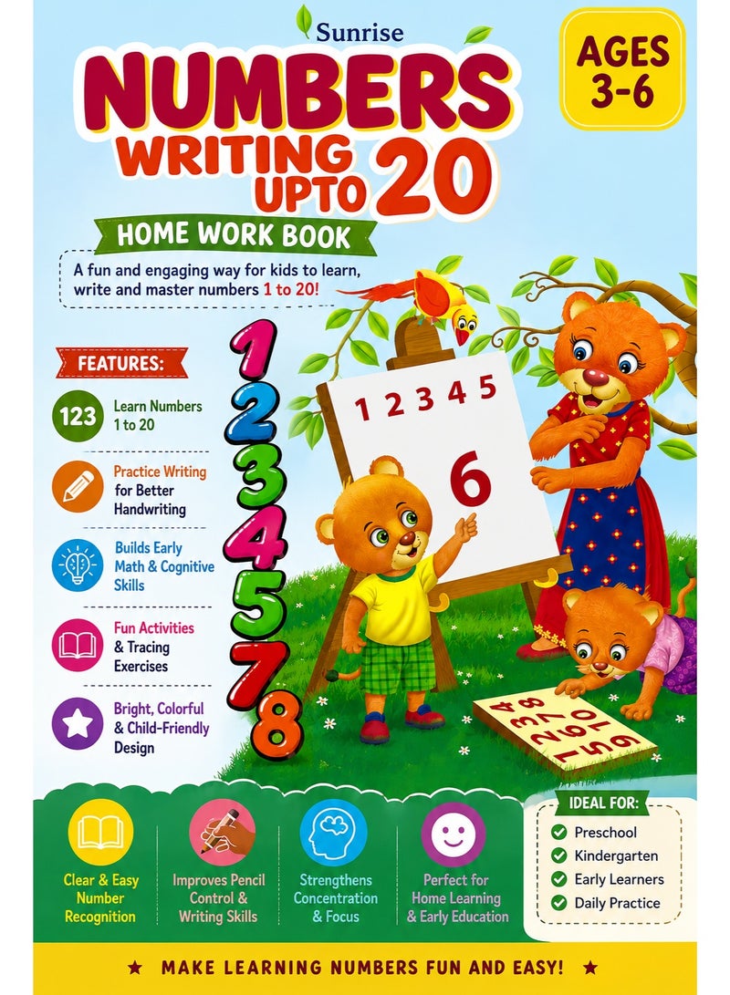 سلسلة التعلم المبكر من بنجوين صن رايز: كتاب أنشطة كتابة الأرقام حتى 20 للأعمار 3-6 سنوات - Image 1