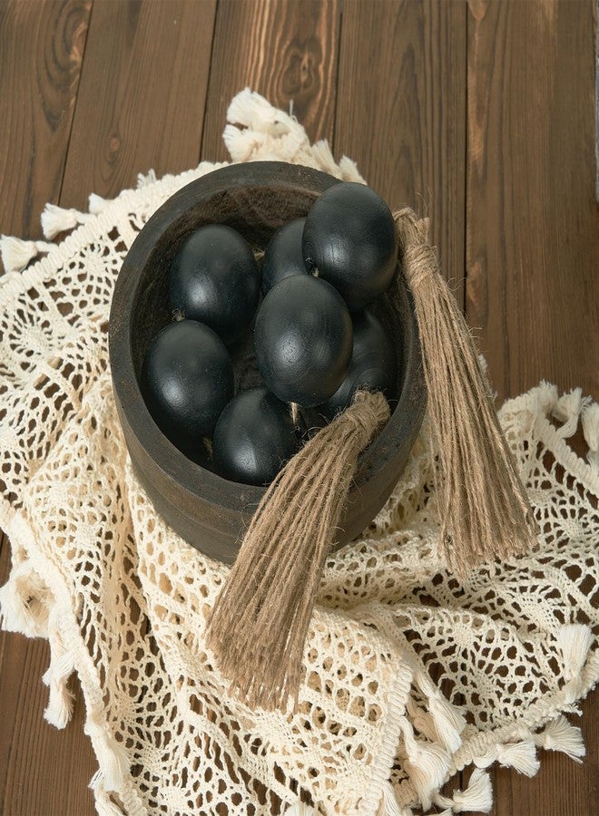 OMISHE Extra Large Wood Bead Garland with 2" Diameter Wooden Beads, 25.5" Long Rustic Farmhouse Wooden Beads Garland with Tassels, Decorative Beads Boho Decorations for Home Table Mantle Black - Image 4