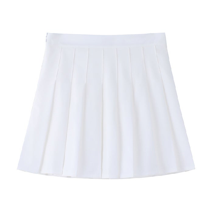 [lengthened safety pants zipper buttons] JK uniform skirt pleated skirt skirt spring summer skirt autumn and winter White