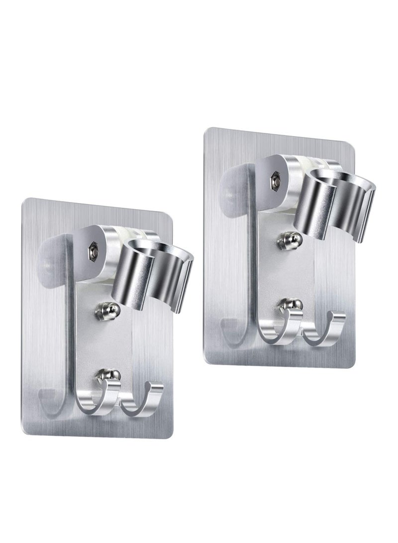 Y&D Shower Head Holder, Strong Self-Adhesive Bracket Wall Mounting Adjustable Wand Holder with 2 Hanger Hooks No Drill Need (2 Packs)  - Image 1