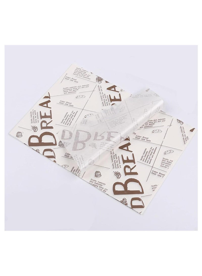 FUFU 100pcs paper food packaging pastry pattern sandwich paper disposable candy baking oil-proof wrapping paper food basket liner French fries burger cake  - Image 3