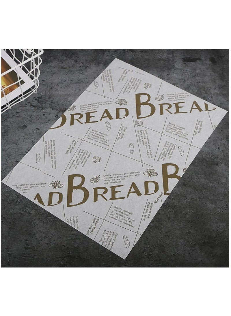 FUFU 100pcs paper food packaging pastry pattern sandwich paper disposable candy baking oil-proof wrapping paper food basket liner French fries burger cake  - Image 4