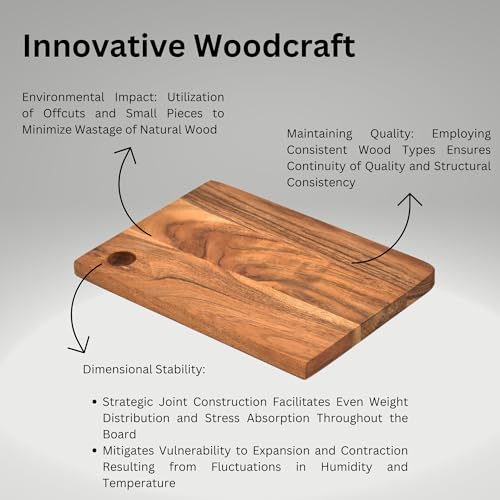 OGGN Handmade Acacia Wood Chopping Board, Natural Wooden Vegetable & Fruits Chopper, Knife-Friendly Cutting Boards, Multipurpose Cutter Pad (25.4 X 17.8 cm) - Image 5