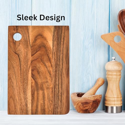 OGGN Handmade Acacia Wood Chopping Board, Natural Wooden Vegetable & Fruits Chopper, Knife-Friendly Cutting Boards, Multipurpose Cutter Pad (25.4 X 17.8 cm) - Image 4