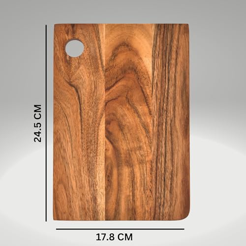 OGGN Handmade Acacia Wood Chopping Board, Natural Wooden Vegetable & Fruits Chopper, Knife-Friendly Cutting Boards, Multipurpose Cutter Pad (25.4 X 17.8 cm) - Image 2