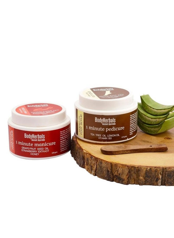 BodyHerbals - Mani And Pedi Kit With Natural Tea Tree Oil Foot Scrub And Grapefruit Seed Hand Scrub | Exfoliating, Hydrating, Anti-Fungal, Moisturizing Hand And Foot Care Set 2 Pcs - Image 1