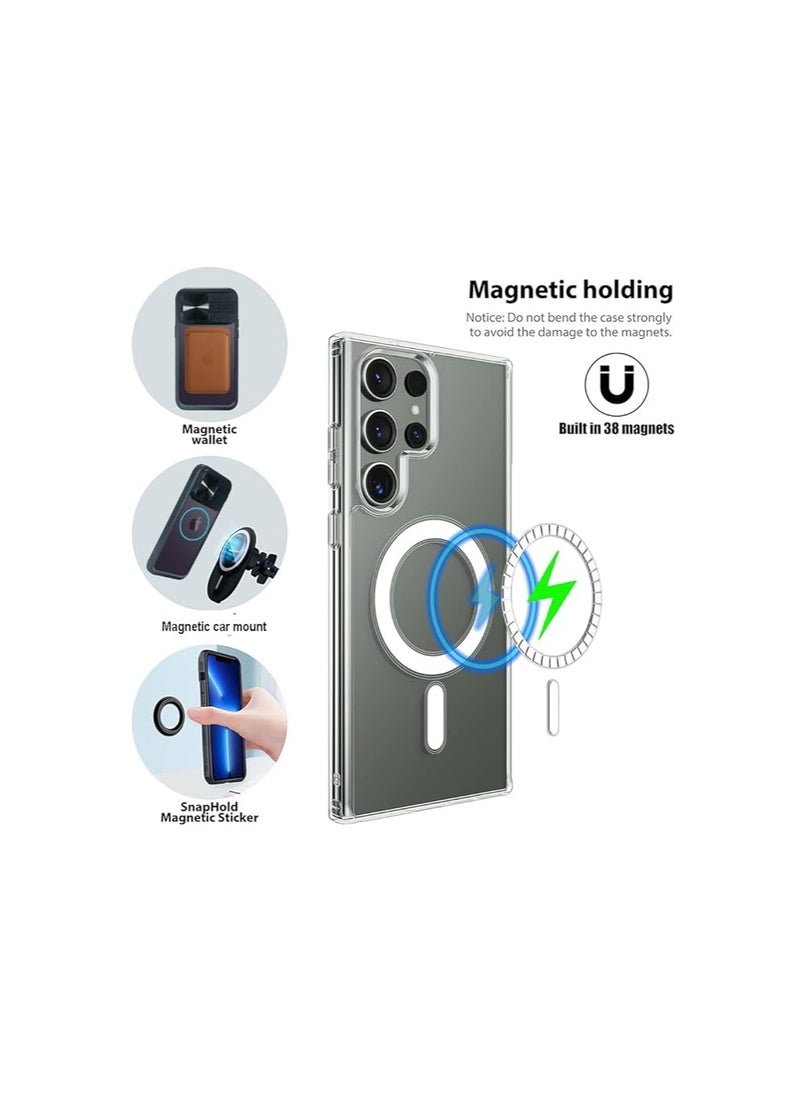 كيس حافظة Galaxy S24 Ultra شفافة، مغناطيسية قوية [متوافقة مع MagSafe] ممتص للصدمات ناعم من مادة TPU وظهر صلب غير أصفر من البولي كربونات، غطاء هاتف للحماية من السقوط العسكري لهاتف Samsung Galaxy S24 Ultra  - Image 3