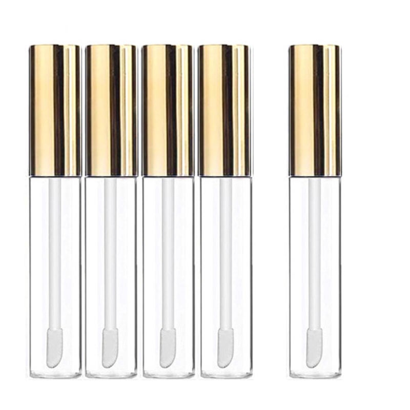 KEAIYYJ- Empty Lip Gloss Tubes with Wand Refillable Lipgloss Containers Bottles Gold 10ml 5 Pack - Image 1