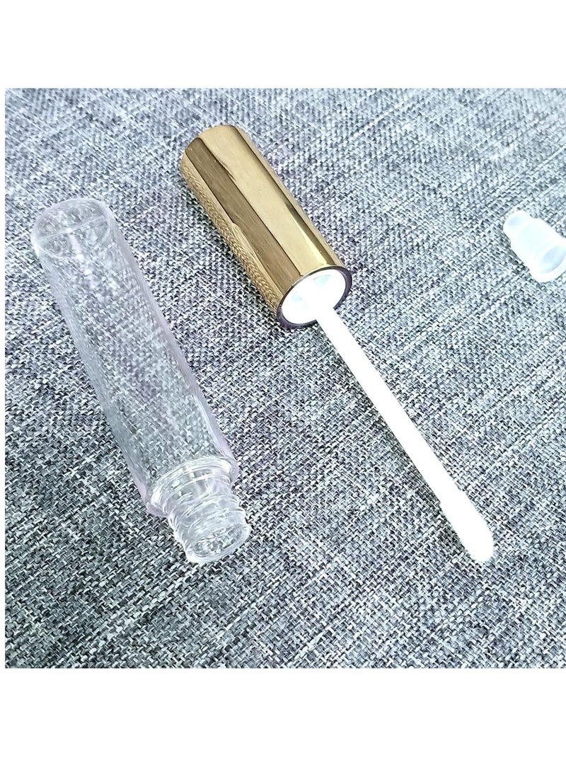 KEAIYYJ Empty Lip Gloss Tubes with Wand Refillable Cosmetic Containers Bottles Gold 10 ml 5 Pack  - Image 2