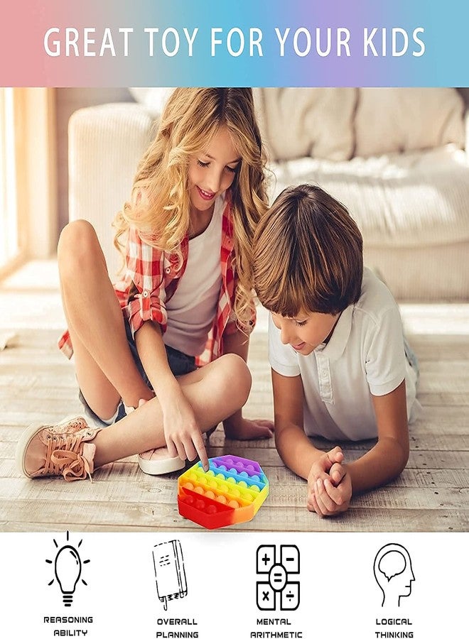 PRIMEFAIR Pop it Fidget Toys, Pop it Fidget Toy pop it Rainbow Pop Bubble, BPA Free Silicone, Push Bubbles Toy for Autism Stress Reliever, Sensory Toy (Circle+Square+Heart+Octagon) - Image 5