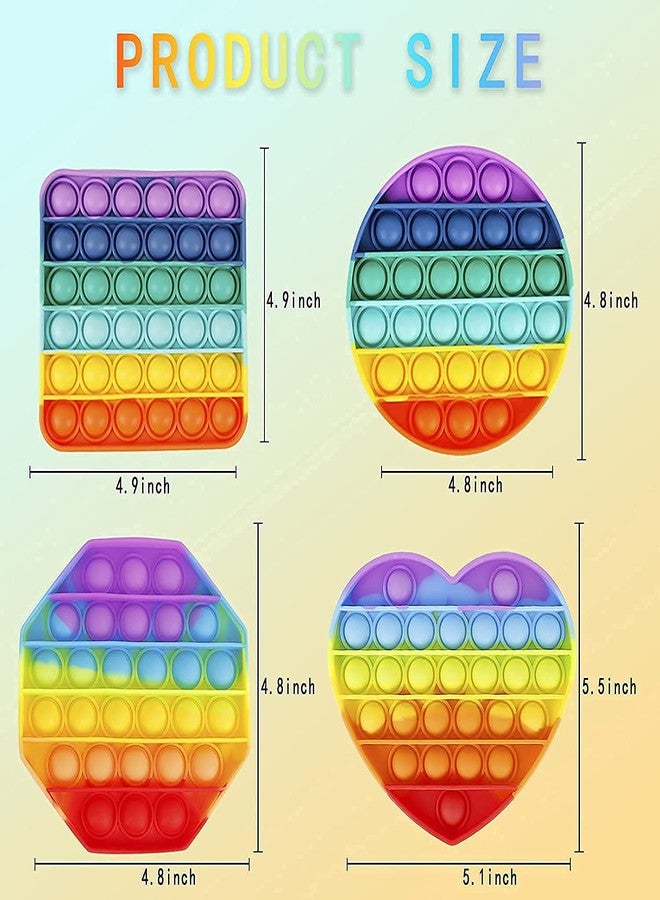PRIMEFAIR Pop it Fidget Toys, Pop it Fidget Toy pop it Rainbow Pop Bubble, BPA Free Silicone, Push Bubbles Toy for Autism Stress Reliever, Sensory Toy (Circle+Square+Heart+Octagon) - Image 2