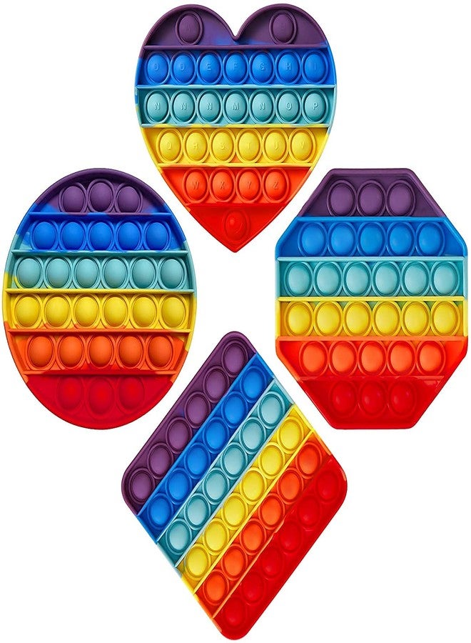 PRIMEFAIR Pop it Fidget Toys, Pop it Fidget Toy pop it Rainbow Pop Bubble, BPA Free Silicone, Push Bubbles Toy for Autism Stress Reliever, Sensory Toy (Circle+Square+Heart+Octagon) - Image 1