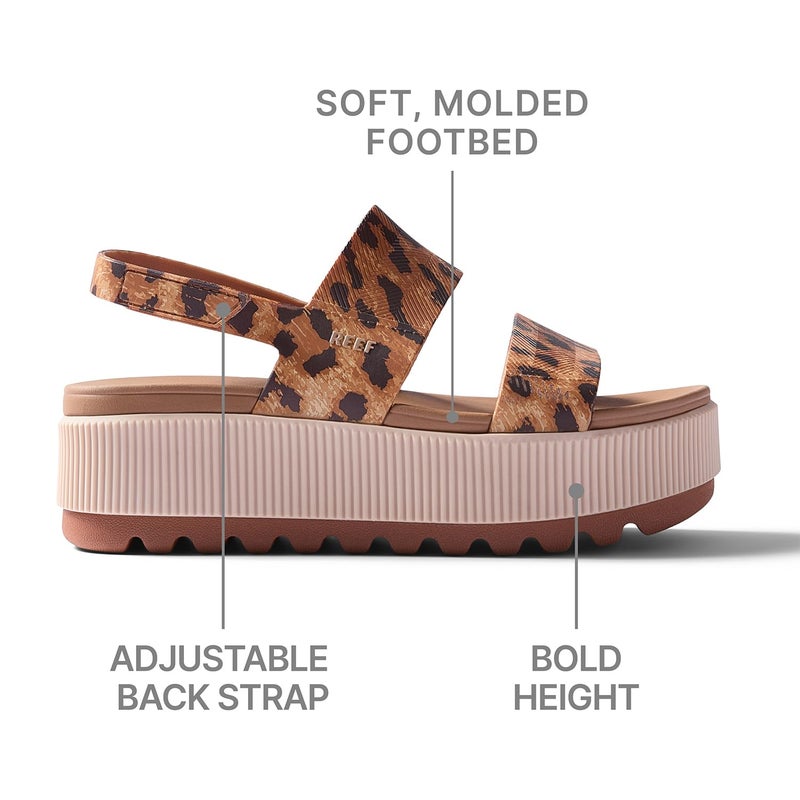 Reef Women's Water Vista Higher Platform Sandal, Water Friendly, Adjustable Strap, Leopard, 9 - Image 4