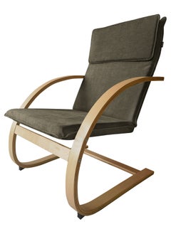 Moon Home and more.. Modern Bentwood Relaxing Chair Chenille Fabric Upholstered Relax Rocker Lounge Chair Brown  - Image 1