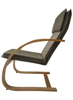 Moon Home and more.. Modern Bentwood Relaxing Chair Chenille Fabric Upholstered Relax Rocker Lounge Chair Brown  - Image 4