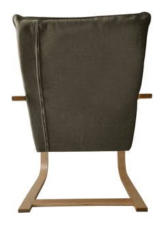 Moon Home and more.. Modern Bentwood Relaxing Chair Chenille Fabric Upholstered Relax Rocker Lounge Chair Brown  - Image 5