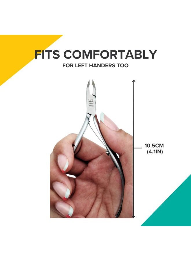 Rui Smiths Professional Cuticle Nippers | Precision Surgical-Grade Stainless Steel Cuticle Trimmer, French Handle, Double Spring, 5mm Jaw (Half Jaw) - Image 3