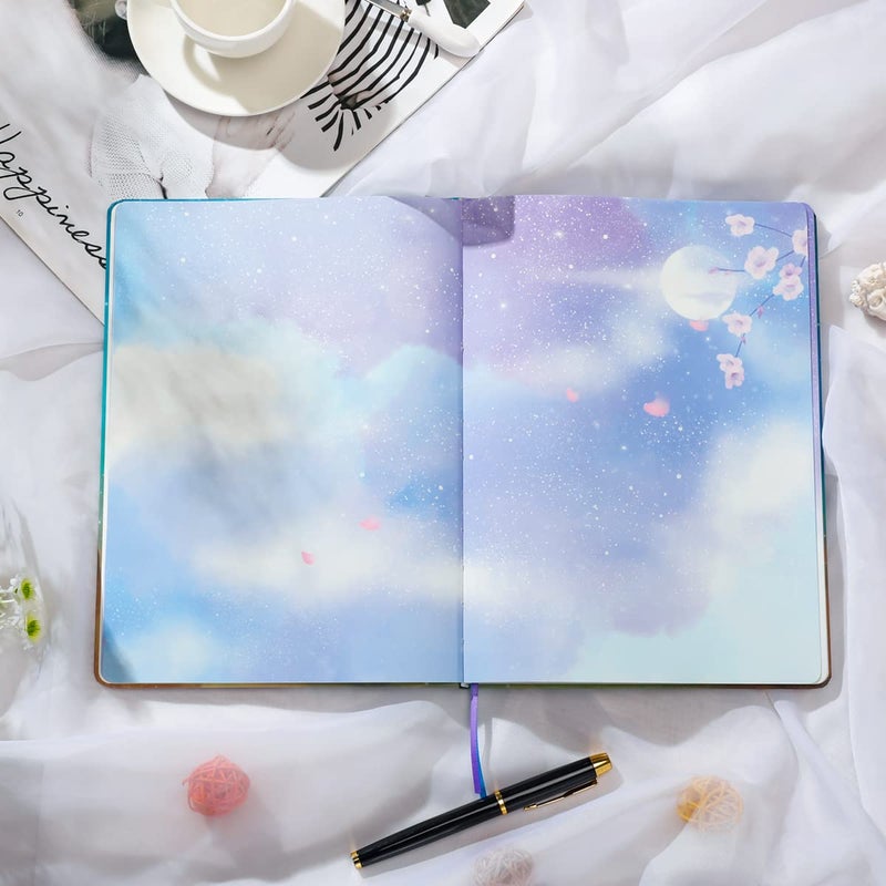 SIIXU Colorful Space Themed Journal, 160 Page Art Notebook for Journaling & Writing, B5 Blank Book with Unique Decorated Colored Pages, Large, Hardcover, Unlined - Image 5